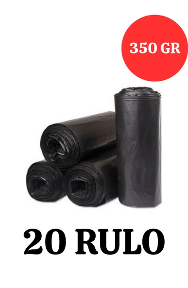 Kalın Çöp Torbası 350 gr X 20 Rulo Siyah Çöp Poşeti 80x110 Cm Jumbo Endüstriyel Çöp Torbası ürün görseli 1
