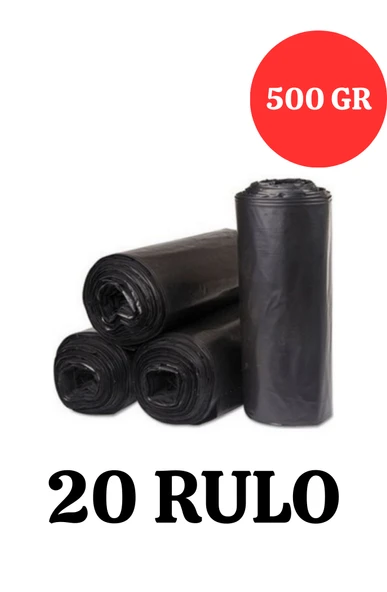 Kalın Çöp Torbası 500 gr X 20 Rulo Siyah Çöp Poşeti 80x110 Cm Jumbo Endüstriyel Çöp Torbası ürün görseli 1