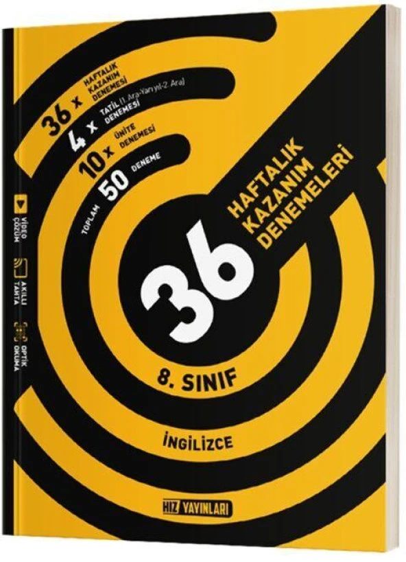 8. Sınıf İngilizce 36 Haftalık Kazanım Denemeleri Hız Yayınları ürün görseli 1