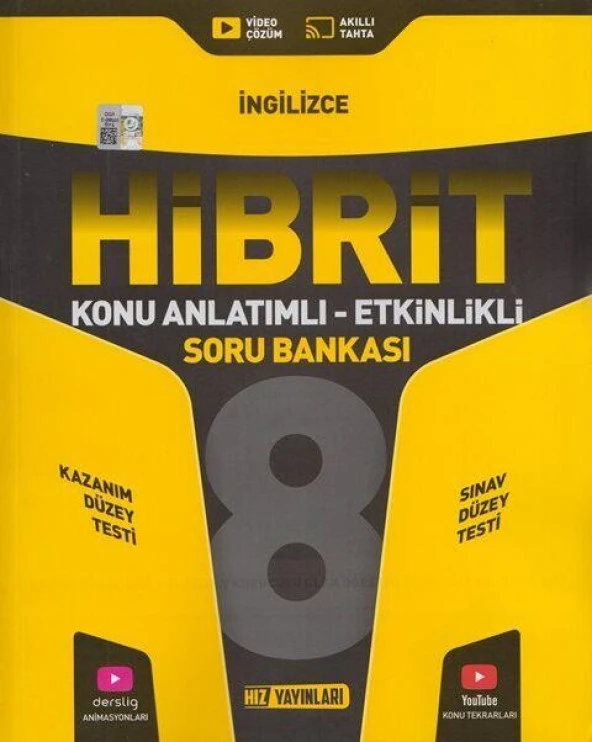 8. Sınıf İngilizce HİBRİT Konu Anlatımlı Etkinlikli Soru Bankası Hız Yayınları ürün görseli 1