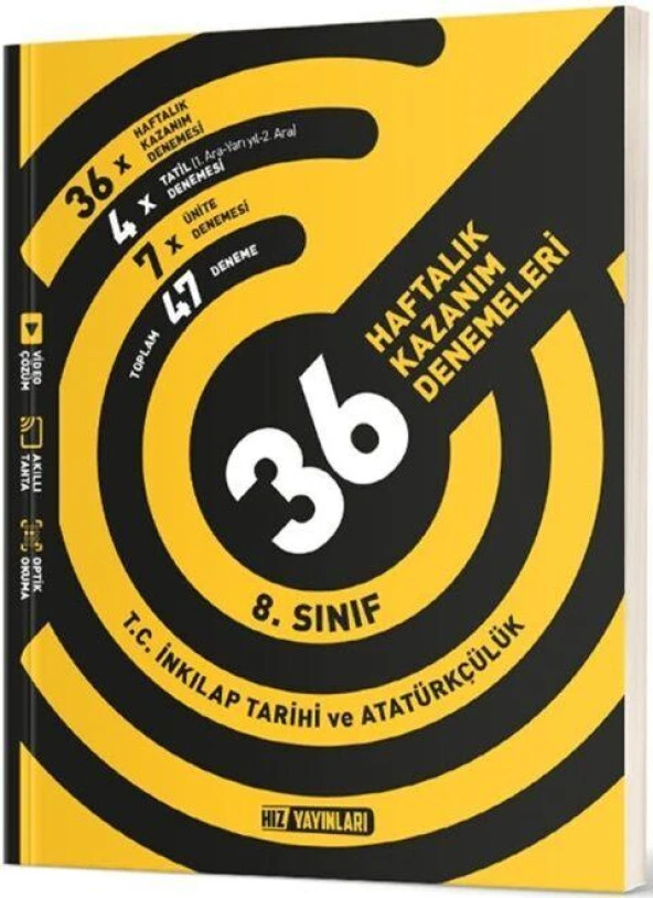 8. Sınıf T.C. İnkılap Tarihi ve Atatürkçülük 36 Haftalık Kazanım Denemeleri Hız Yayınları ürün görseli 1
