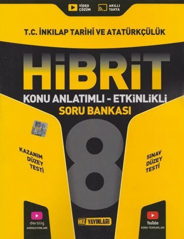 8. Sınıf T.C. İnkılap Tarihi ve Atatürkçülük HİBRİT Konu Anlatımlı Etkinlikli Soru Bankası Hız Yayınları ürün görseli 1