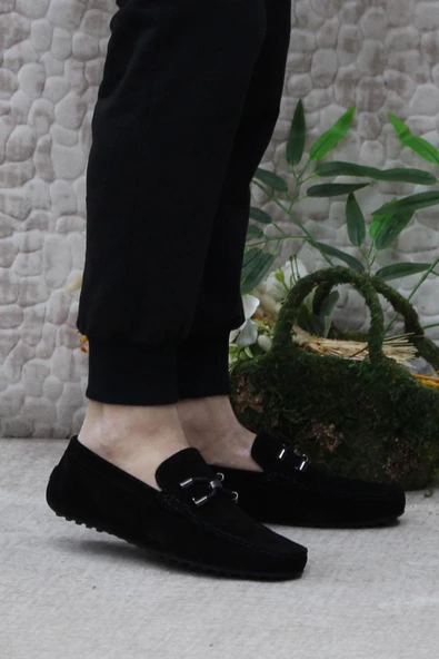 Mehmet Mete 31118 Siyah Süet Hakiki Deri Loafer Erkek Babet Erkek Ayakkabı ürün görseli 1