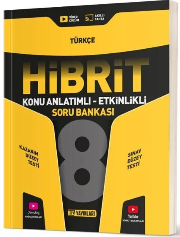 8. Sınıf Türkçe HİBRİT Konu Anlatımlı Etkinlikli Soru Bankası Hız Yayınları ürün görseli 1
