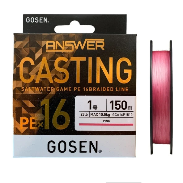 Gosen X16 Casting Answer 1PE-0.165mm 16 Örgü Spin İpi 150mt Pink ürün görseli 1