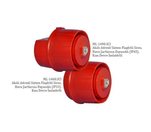 Maxlogic ML-1490.SCI Adresli Flaşörlü Siren, Hava Şartlarına Dayanıklı (IP65) Kısa Devre İzolatörlü ürün görseli 1