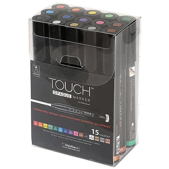 Touch Opaque Marker Akrilik Boyama Kalemi 15 Renk Medium Uç (1.5-2.3 mm) ürün görseli 1