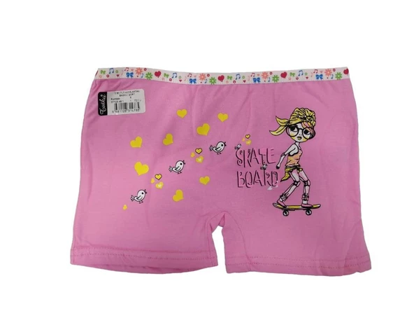 6 lı Paket Tutku Kız Çocuk Elastan Renkli Boxer 0181 ürün görseli 1