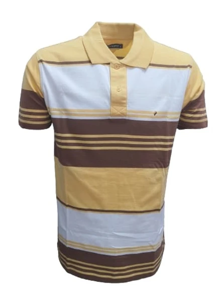 Mcl M22068 Erkek Polo Yaka Kısa Kol Çizgili Penye T-shirt ürün görseli 1