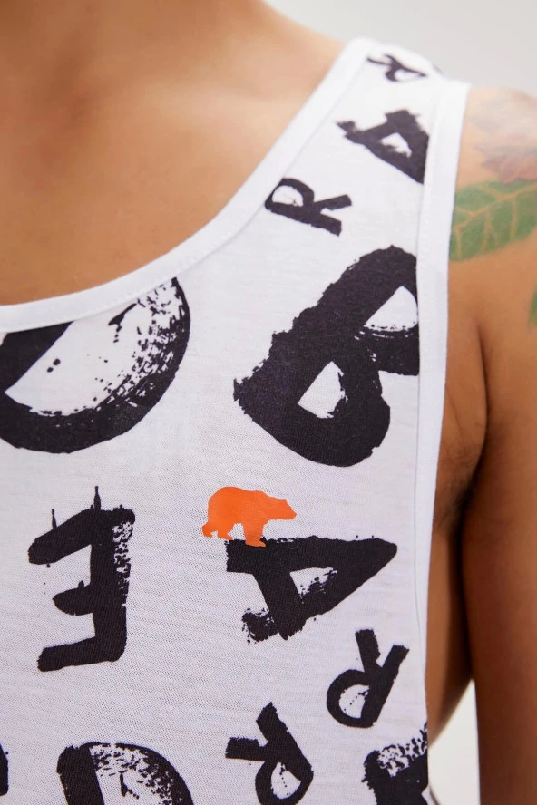 BAD BEAR Bling Off-White Men's Tank Top - Resim 3