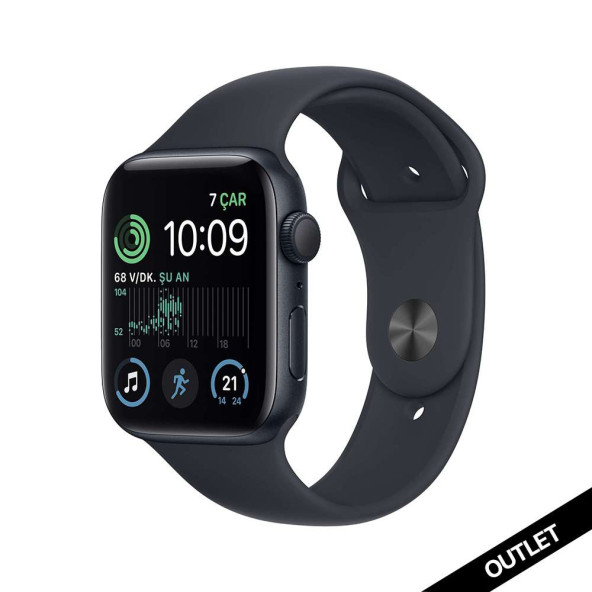Apple Watch SE GPS 44mm Gece Yarısı Alüminyum Kasa - Gece Yarısı Spor Kordon MNK03TU/A-Teşhir ürün görseli 1