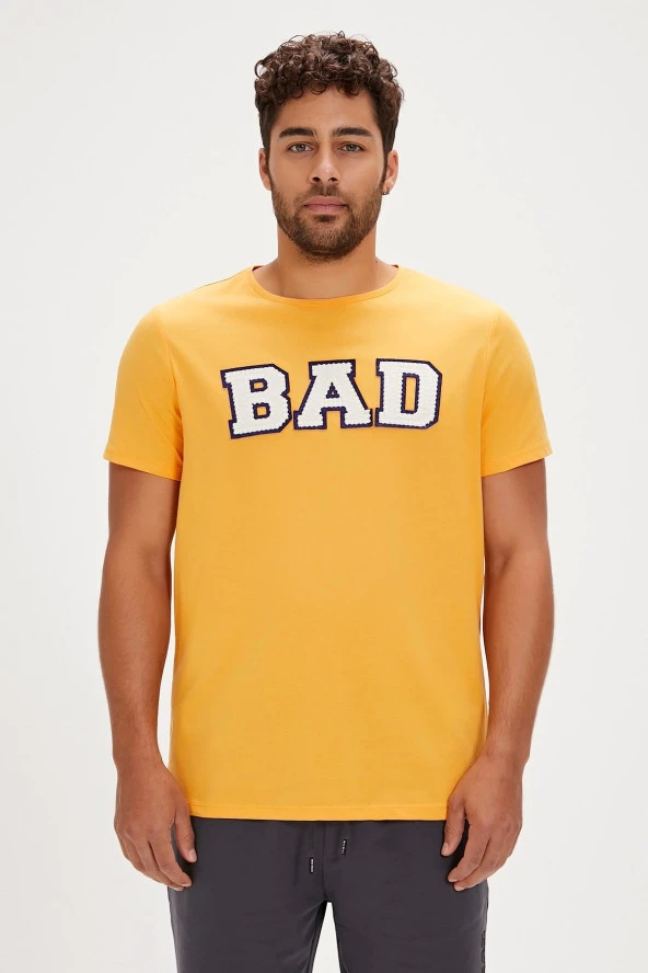 BAD BEAR Felt Sarı Baskılı Erkek Tişört ürün görseli 1