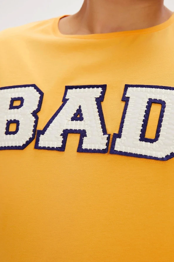 BAD BEAR Felt Sarı Baskılı Erkek Tişört - Resim 3