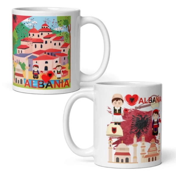 Arnavutluk Kupa Bardak 2 Adet Seyahat Hatıra Albania Mug ürün görseli 1