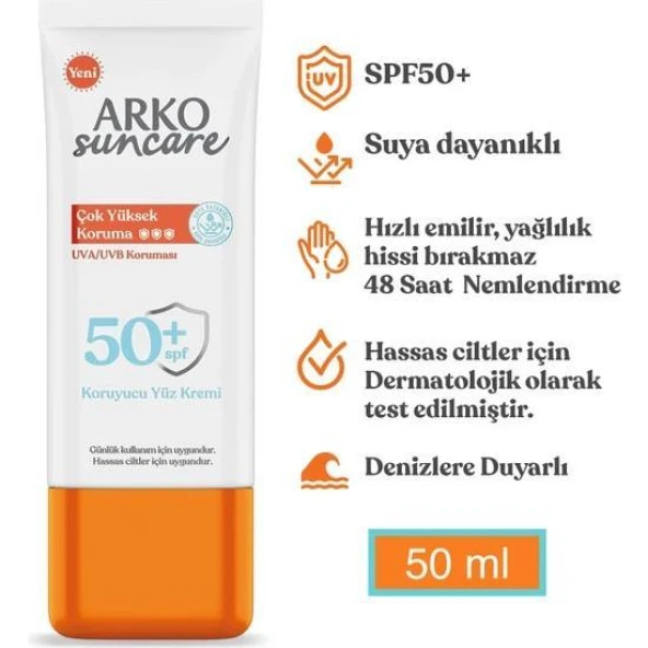 Arko Suncare Spf 50+ Koruyucu Yüz Kremi 50ml ürün görseli 1