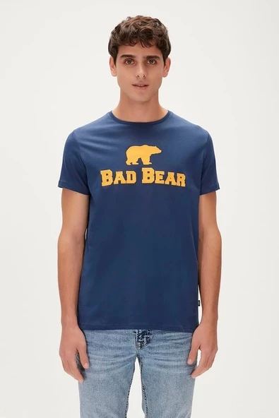 Bad Bear Tee T-Shirt Indigo Mavi Logo Baskılı Erkek Tişört ürün görseli 1