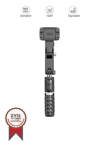 Q18 Siyah Gimball Led Işıklı Kumandalı Çok Amaçlı Tripod Selfie Çubuğu ürün görseli 1
