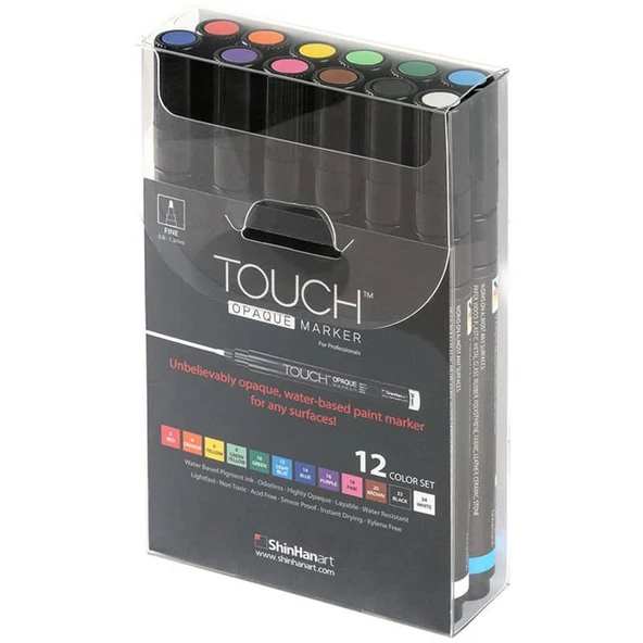 Touch Opaque Marker Akrilik Boyama Kalemi 12 Renk Fine Uç (0.8-1.3 mm) ürün görseli 1