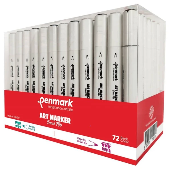 Penmark Art Marker Dual Nib Fırça Uç + Kesik Uç 72 Renk Set (Yerli Üretim) ürün görseli 1