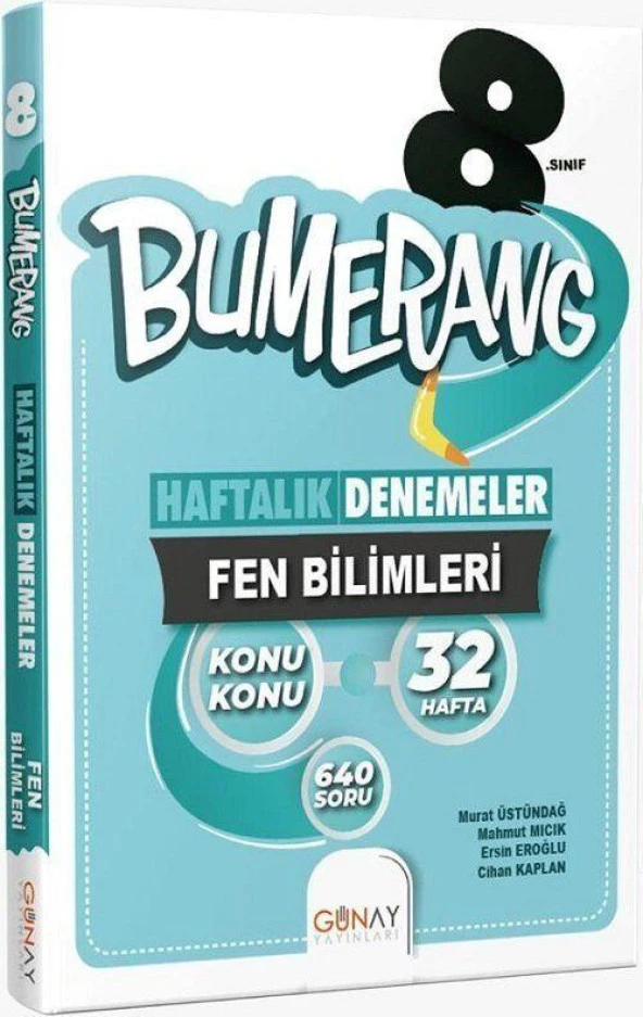 8. Sınıf Fen Bilimleri Bumerang Konu Konu Haftalık Denemeler Günay Yayınları ürün görseli 1