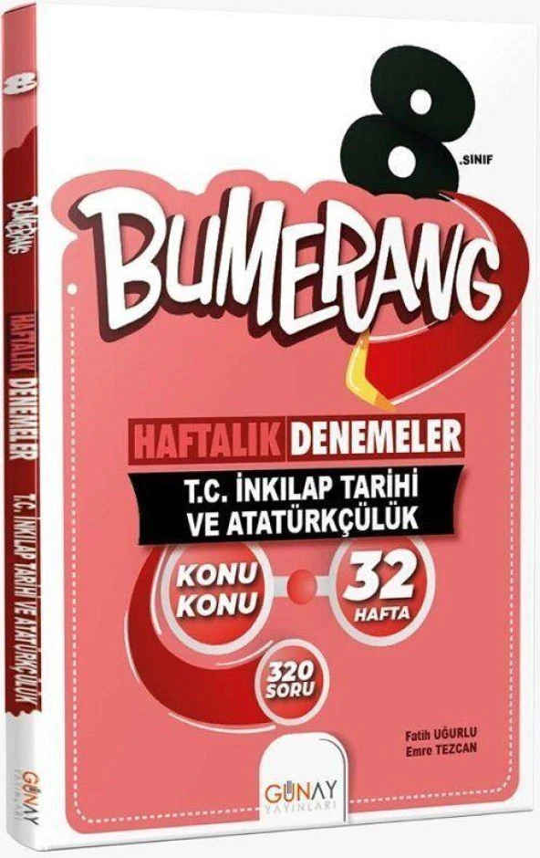 8. Sınıf T.C İnkılap Tarihi ve Atatürkçülük Bumerang Konu Konu Haftalık Denemeler Günay Yayınları ürün görseli 1