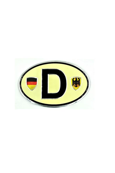 Etiketçilere Özel Armalar Oval ADAC D (Deutschland) Almanya Bayraklı Krem Alüminyum Arma Sticker ürün görseli 1