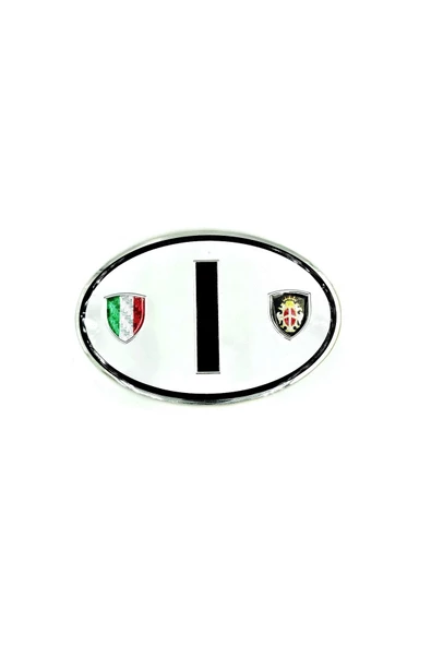 Etiketçilere Özel Armalar Oval IHarf ITALY İtalya Bayraklı Beyaz Alüminyum Sticker Arma ürün görseli 1