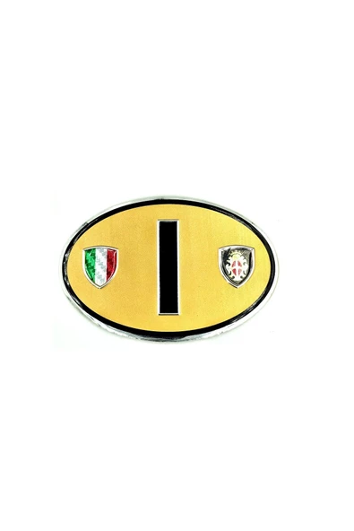 Etiketçilere Özel Armalar Oval IHarf (ITALY) İtalya Bayraklı Kahve Rengi Alüminyum Sticker Arma ürün görseli 1