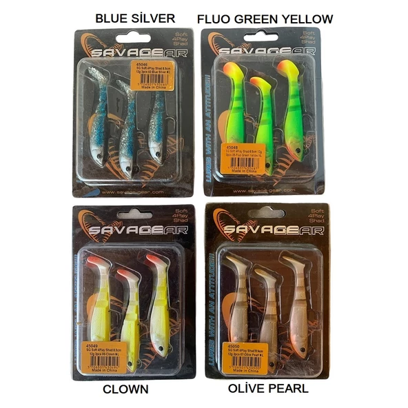Savage Gear Soft 4Play Shad 8.5cm 12gr 3'lü Paket Silikon Suni Yem ürün görseli 1