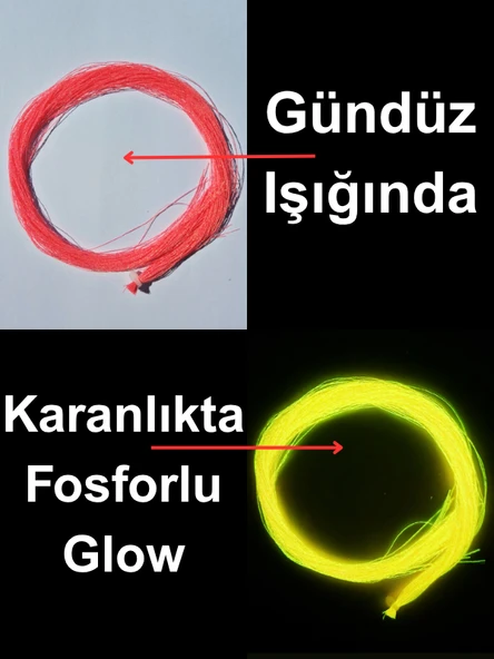 ea genset Kırmızı Fosforlu Karanlıkta Parlayan, Glow / Luminous Ultraviyole (UV) Neon Poşet Çapari Simi, Jig Yapım Malzemesi ürün görseli 1