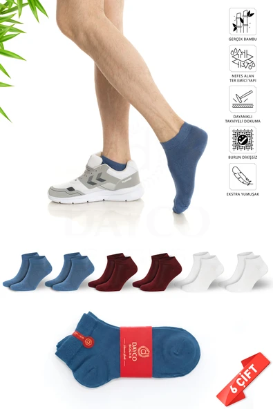 Premium Dikişsiz Erkek Bambu Patik Çorap 6'lı Asorti Set - 41-45 - 10500-BBM ürün görseli 1