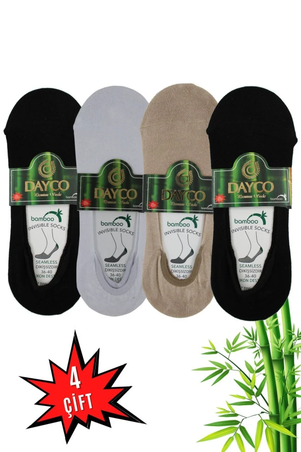 Bambu 4'lü Kadın Babet (siyah-bej-beyaz) ürün görseli 1