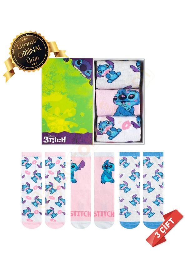 Kutulu Stitch Desenli Lisanslı Orijinal Stitch Çorabı - 36-40 - Dl15650206 ürün görseli 1