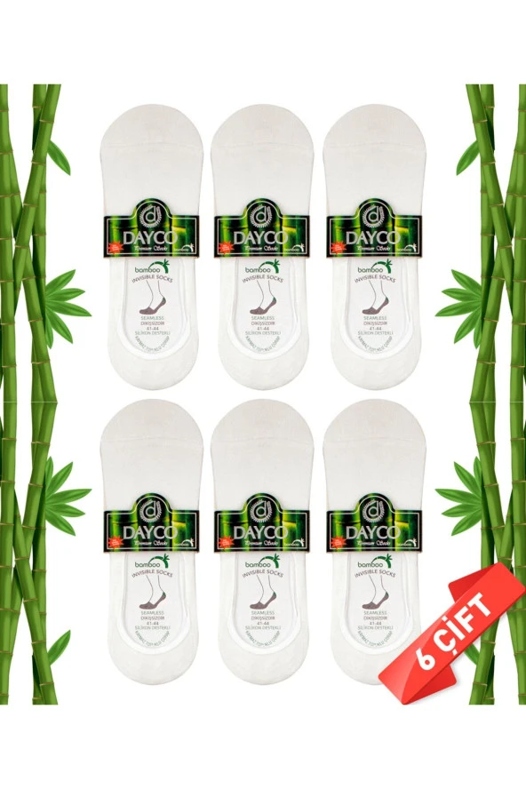 Premium Dikişsiz Erkek Bambu Babet Çorap 6'lı Beyaz Set (GÖRÜNMEZ ÇORAP) ürün görseli 1