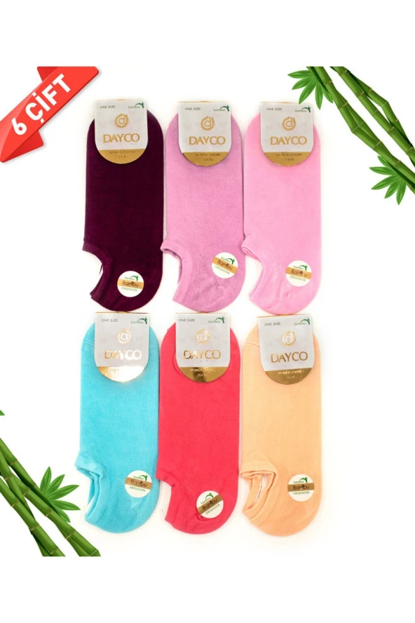 Dikişsiz Bambu Görünmez Kadın Sneakers Renkli Çorap 6'lı Asorti Paket ürün görseli 1