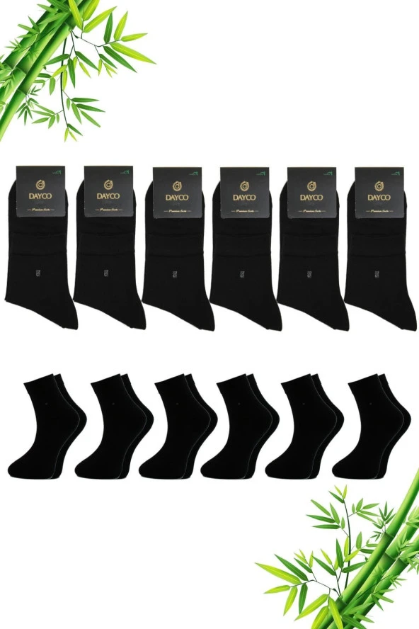 Premium Kışlık Siyah Renk Dikişsiz Erkek Bambu Yarım Konç Çorap 6'lı Set ürün görseli 1