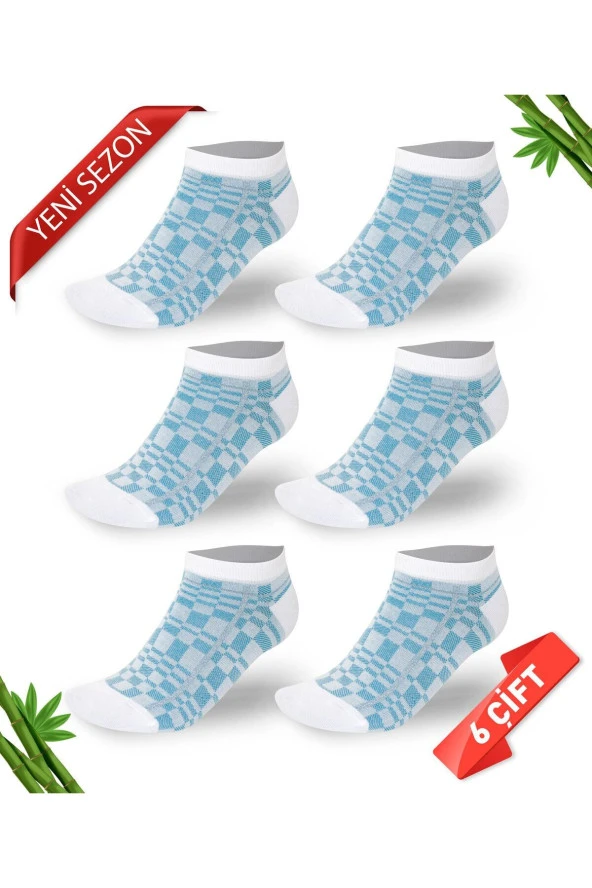 Desenli Sim Detaylı Kadın Bambu Patik Çorap 6lı Set ürün görseli 1