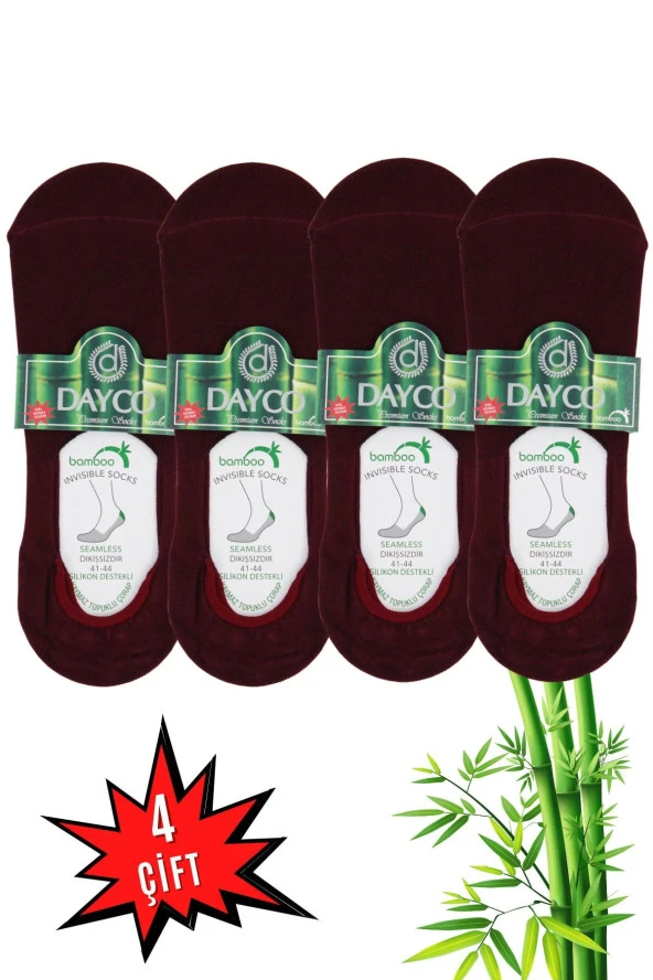 Erkek 4'lü Bambu Babet Çorabı / Bordo ürün görseli 1