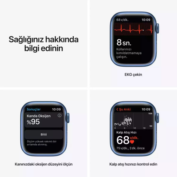 Apple Watch Series 7 GPS 41mm Mavi Alüminyum Kasa - Abis Mavi Spor Kordon MKHU3TU/A-Teşhir ürün görseli 1