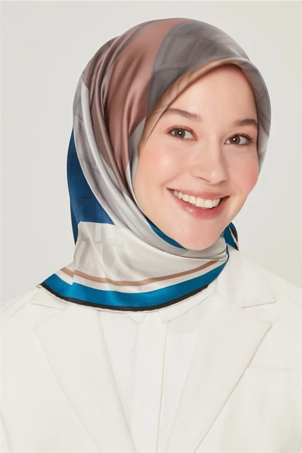 90 X 90 İpek Eşarp 8516d (SURA)  -1211 ürün görseli 1
