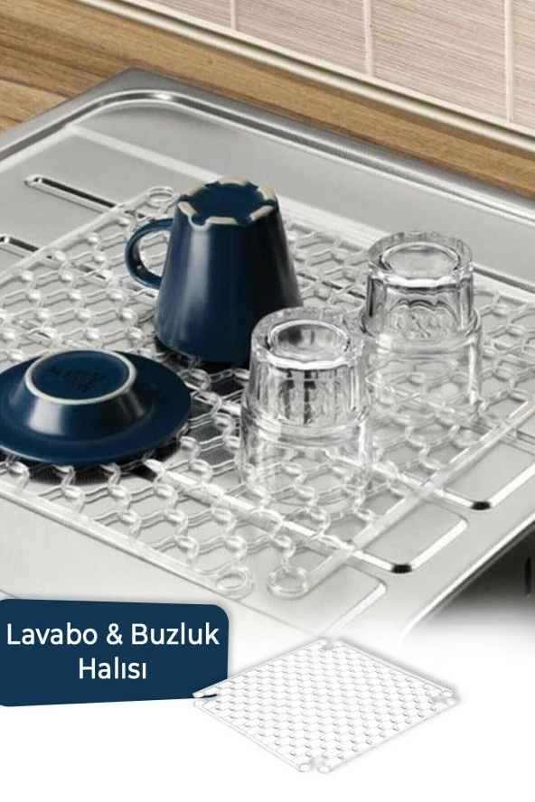 Kare Lavabo Ve Buzluk Matı Şeffaf Lavabo Halısı 32 X32 Cm ürün görseli 1