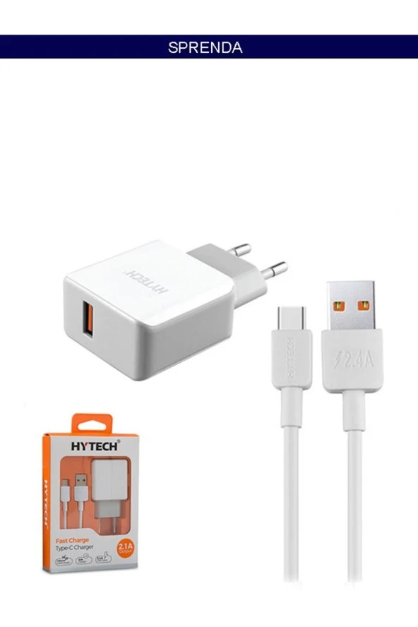 Quick Charge QC3.0 2.4A Type-C Kablolu Beyaz/Gri Hızlı Şarj Adaptörü ürün görseli 1