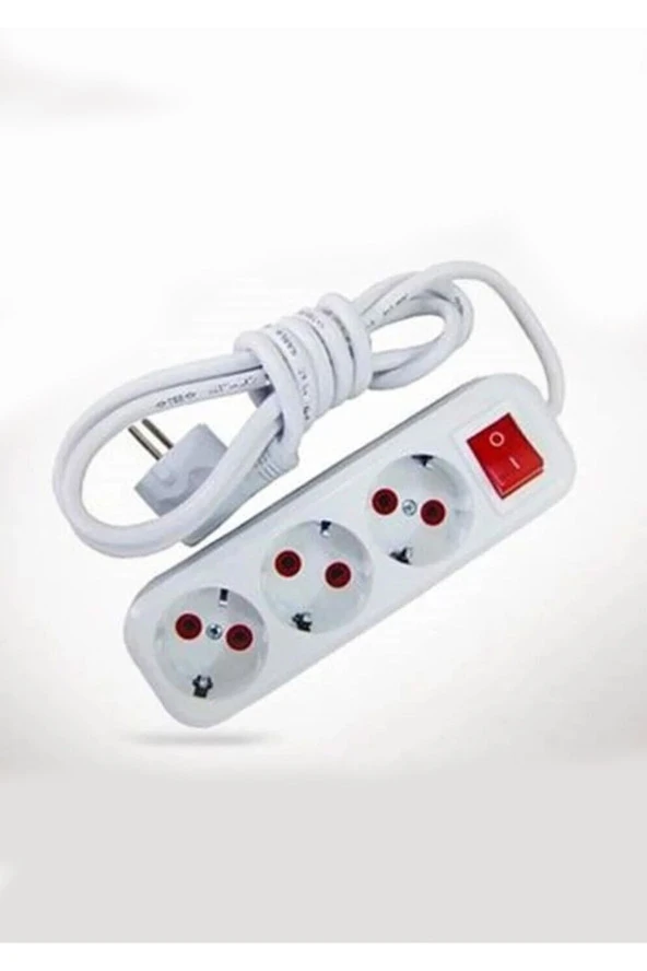 Anahtarlı Yerli Üçlü 3'lü 3 Çıkış Üçlü 7 Metre Grup Düğmeli Elektrik Uzatma Kablolu Priz ürün görseli 1