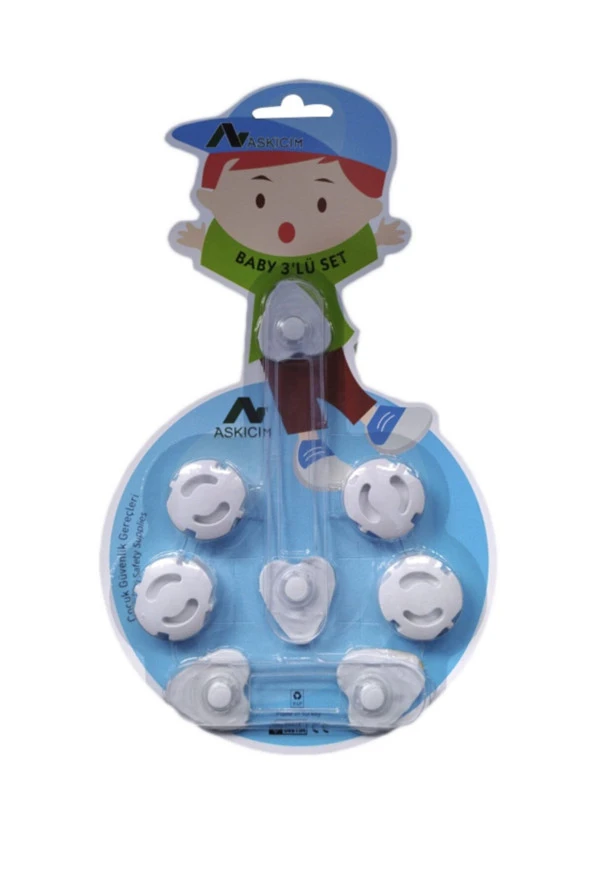 Baby 3lü Set Koruyucu Priz Kapatıcı Çocuk Bebek Çekmece Dolap Beyaz Eşya Güvenlik Kilidi ürün görseli 1