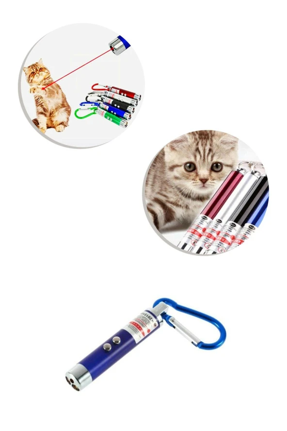 Kedi Oyun Lazeri 3 Fonksiyonlu Pil Hediyeli Kaliteli Karabinalı Anahtarlığı ürün görseli 1