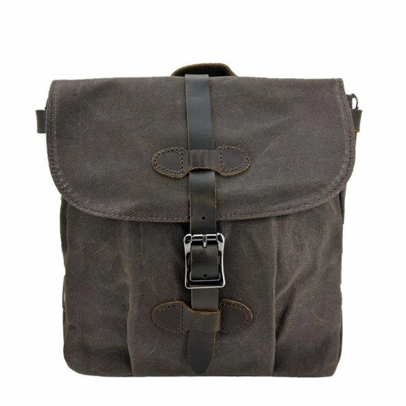 Ççs 31487 Mumlanmış Kanvas Retro Omuz Çantası Kahve ürün görseli 1