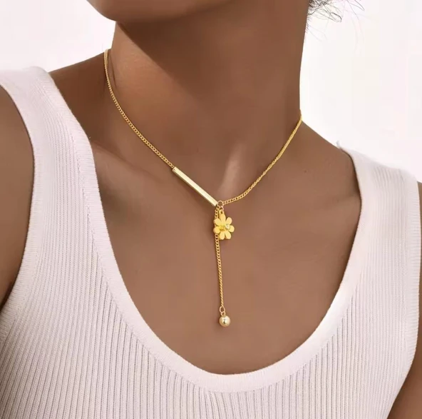 Papatya Gold Çelik Kolye Sns202875 ürün görseli 1