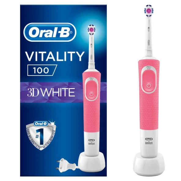 Oral-B Vitality Pembe D100 3d White  Şarjlı Diş Fırçası ürün görseli 1