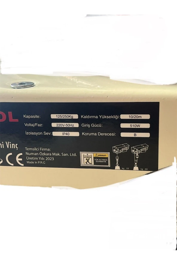 Elektirikli Vinç 125- 250 Kg - Resim 3