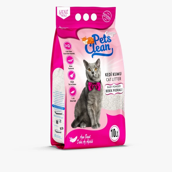 Pets Clean Kedi Kumu Pudralı 10Lt ürün görseli 1